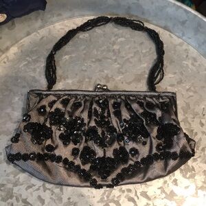 Vintage Y2K Kisslock Sequin and Mesh Mini Bag Clutch